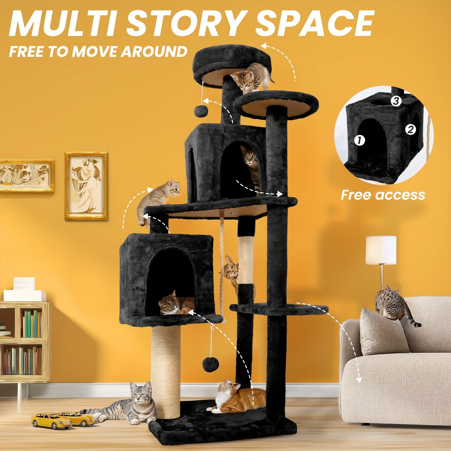Dark Grey Multi-Level Cat Tree Tower