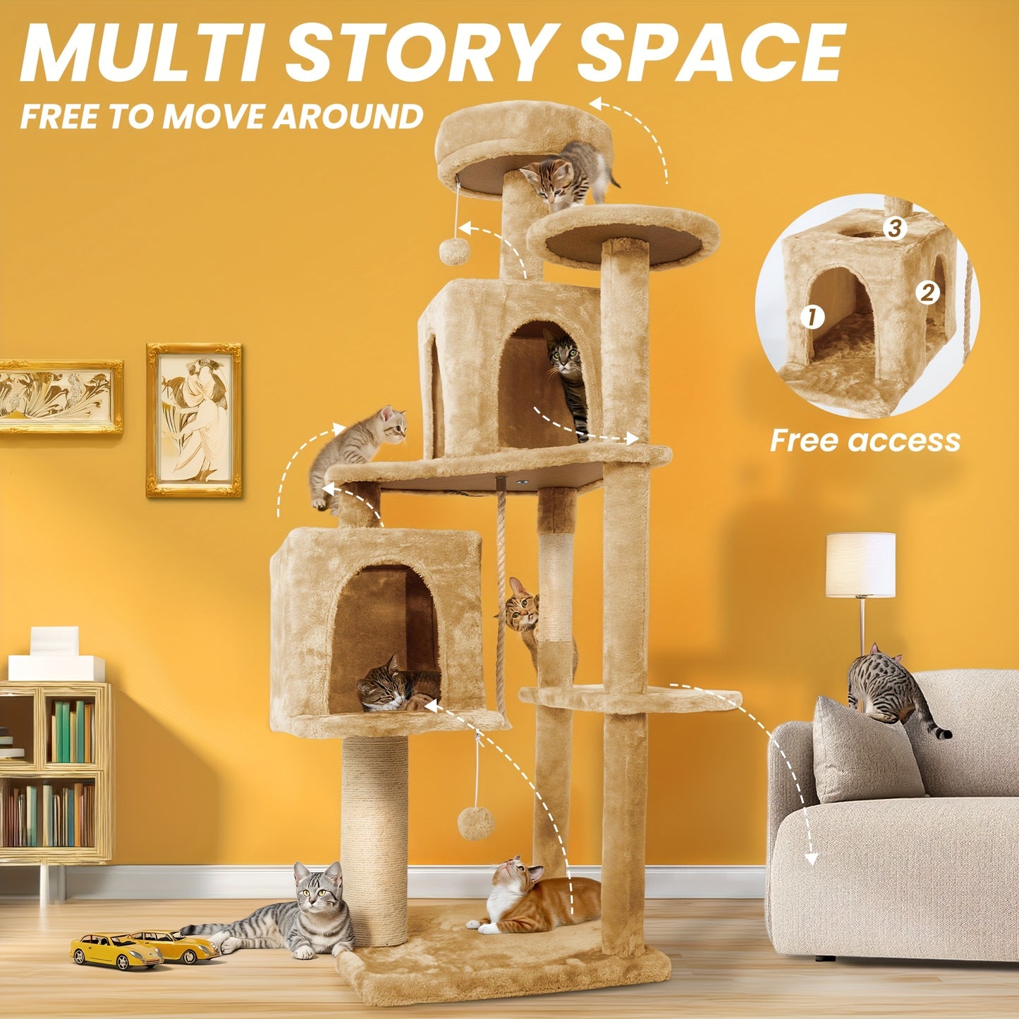 Dark Grey Multi-Level Cat Tree Tower