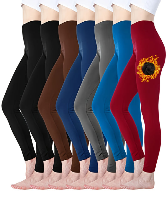 7 Pack Fleece Lined High-Waisted Leggings