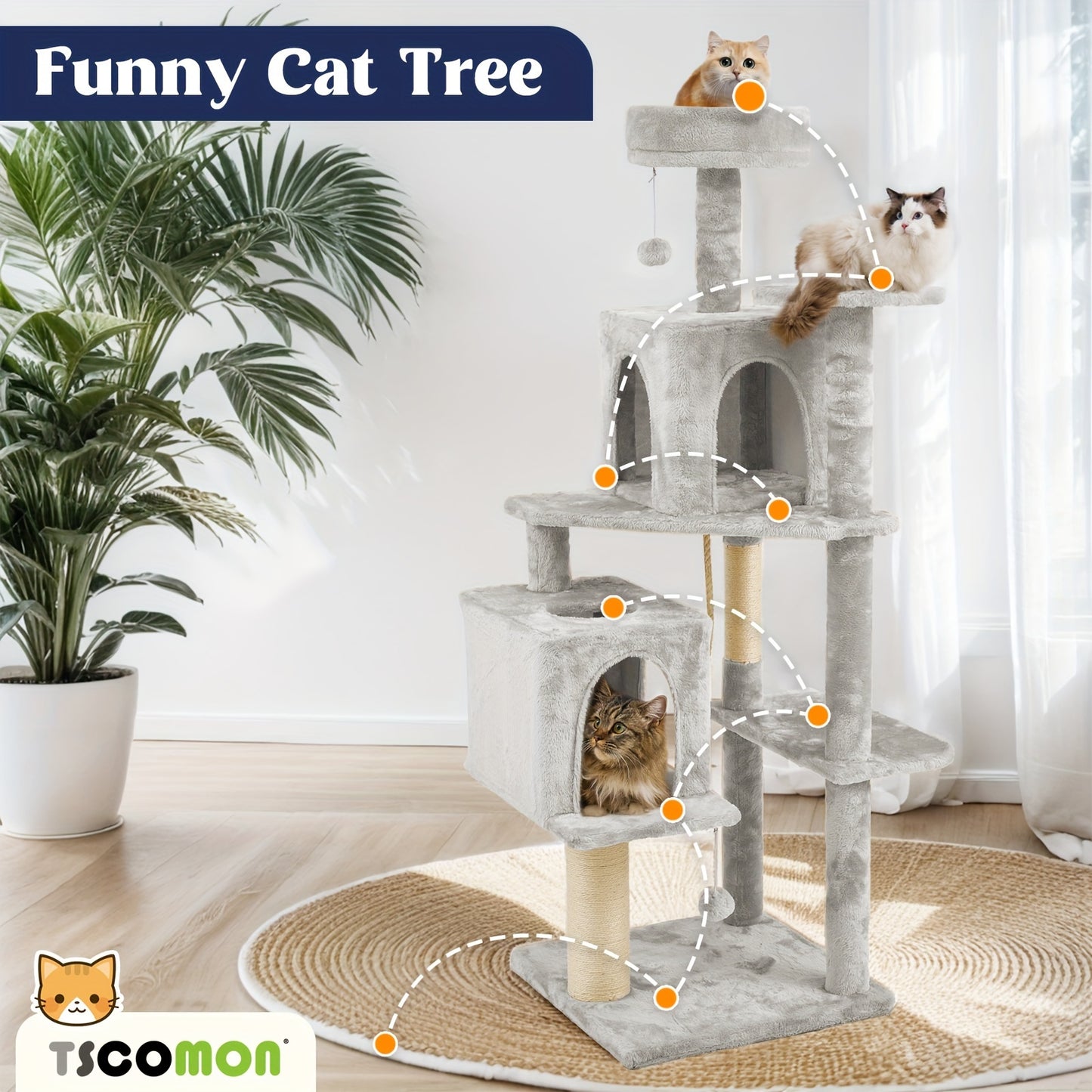 Dark Grey Multi-Level Cat Tree Tower