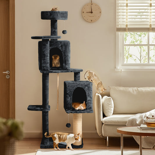 Dark Grey Multi-Level Cat Tree Tower