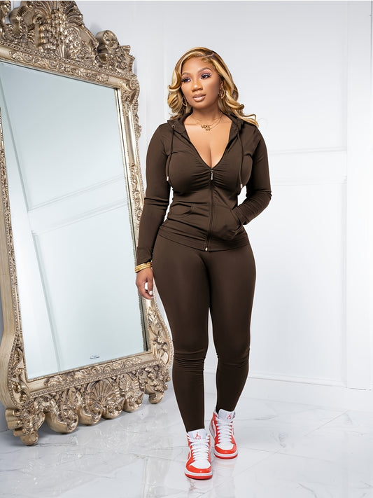Women Two Piece Outfits Workout Sets Bodycon Tracksuit